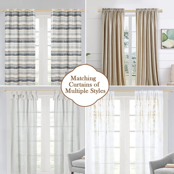 Gold Rods for Window 28-48 inch, Adjustable Single Window Curtain Rods With End - Picture 2 of 3